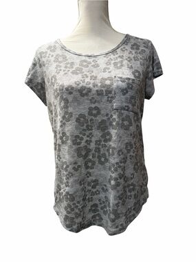 Joe Fresh Grey Floral Pocket Short Sleeve Tee